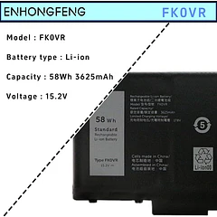 Batería de Repuesto FK0VR para Dell Latitude 5330 7330 7430 7530 Latitude 5330 2-in-1 7330 - ENHONGFENG