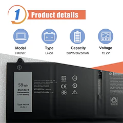 Batería de Repuesto FK0VR para Dell Latitude 5330 7330 7430 7530 Latitude 5330 2-in-1/7330 2-in-1/7430 - ASODI