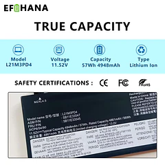 Batería de Repuesto L21M3PD4 para Lenovo ThinkPad T14 Gen 2, ThinkPad NEO 14 Series L21C3PD4 - EFOHANA