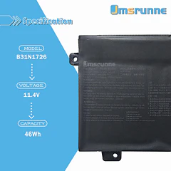 Batería de Repuesto B31N1726 para ASU TUF Gaming A15 FA506 FA506IU FA706II A17 FA706II FX504 - Jmsrunne