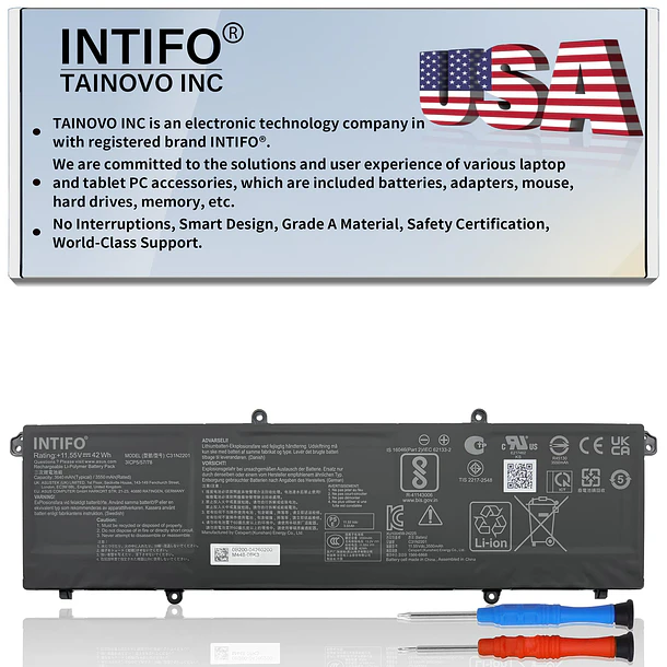 Batería de Repuesto C31N2201 para Asus Vivobook X1504VA X1504ZA F1504ZA F1605PA F1605ZA S1605PA S1605VA X1605VA - INTIFO 1