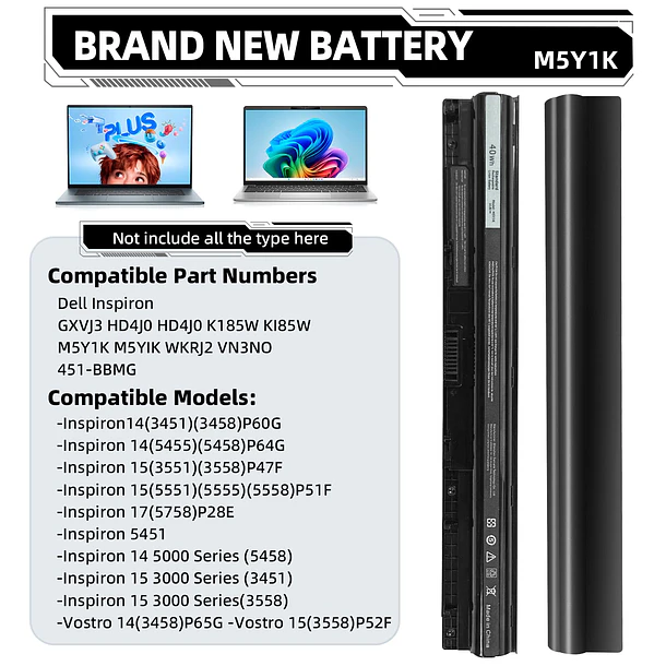 Batería de Repuesto M5Y1K para Dell Inspiron 14 15 17 5000 3000 Series 5559 5558 2