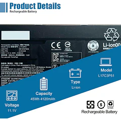 Batería de Repuesto L17C3P51 para Lenovo ThinkPad E14 E15 E480 E485 E495 E580 E585 E490 - VANPIR