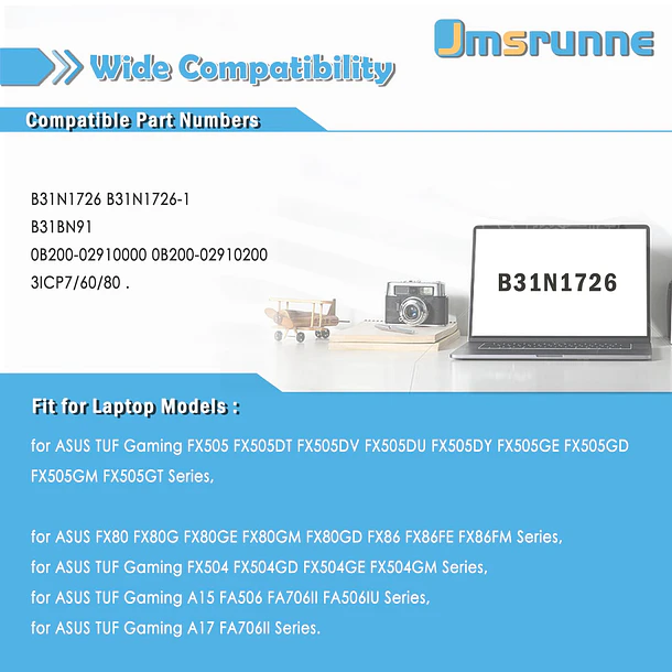 Batería de Repuesto B31N1726 para ASU TUF Gaming A15 FA506 FA506IU FA706II A17 FA706II FX504 - Jmsrunne 5