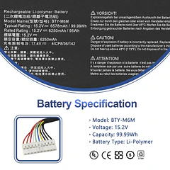 Batería de Repuesto BTY-M6M para MSI GS66 Stealth 10SE 10SF 11UE 11UH GE66 - ANTIEE