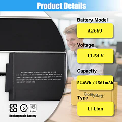 Batería de Repuesto A2669 para MacBook Air 13" A2681(M2,2022) A3113(M3,2024) Series Laptop Battery 52.6Wh - GlottyBatt
