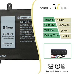 Batería de Repuesto V0GMT para Dell G7 17 7700 Precision 5510 5520 5530 5540 - MULS