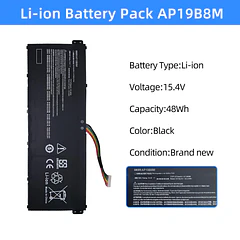 Batería de Repuesto AP19B8M para Acer Swift 3 SF314-59 SF314-51 SF514-55 TravelMate P4 TMP414-51 P614-52