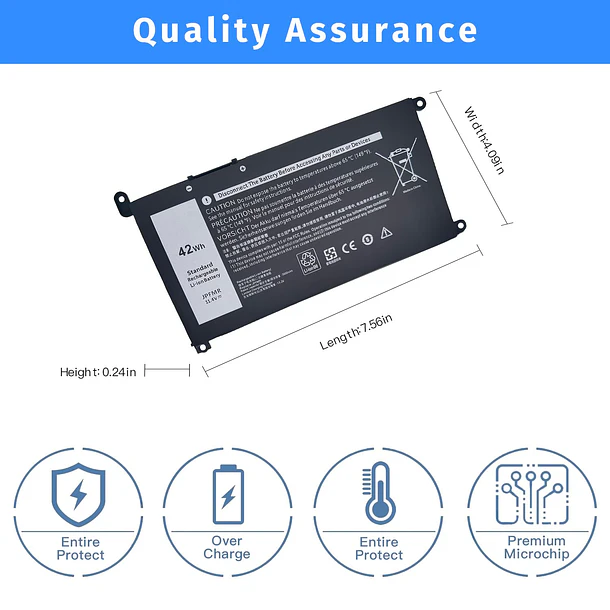 Batería de Repuesto JPFMR para Dell Chromebook 3100 3400 2-in-1 5488 5493 5593 P90F Series - NBULBL JPFMR 4