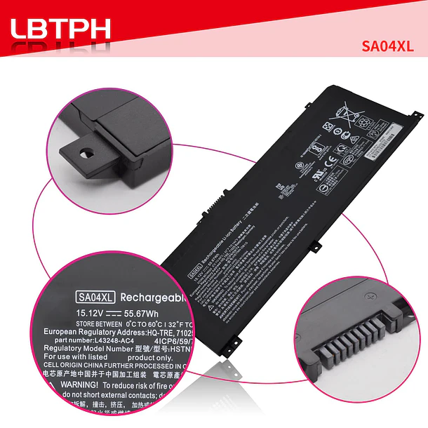 Batería de Repuesto SA04XL para HP Envy X360 15-DR 15-DR0010TX 15-DR0001NG15-DR0002NG 15-DR0004NG 15-DR0101NG 15-DR1015TX HSTNN-UB7U - LBTECH 3