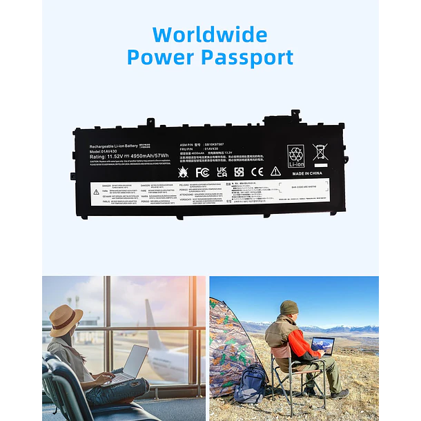 Batería de Repuesto GK5KY para SB10K97587 Laptop Battery Replacement for ThinkPad X1 Carbon 5th Gen 5