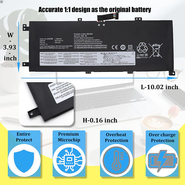 Batería de Repuesto L18M4P90 para Lenovo ThinkPad L13 Yoga 1st Gen 2nd Gen Series Laptop - GlottyBatt 5