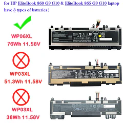 Batería de Repuesto WP06XL para HP EliteBook 860 865 G9 / 860 865 G10 / - EPYOBW