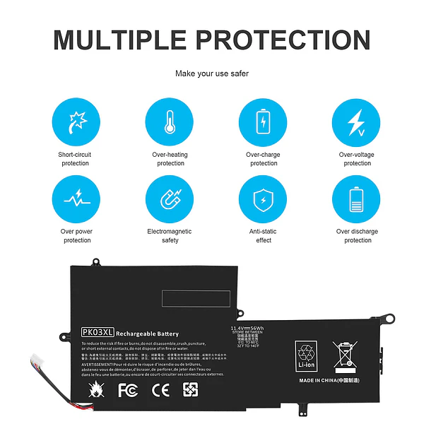 Batería de Repuesto PK03XL para HP Spectre X360 13-4003DX 13-4002DX 13-4103DX 13-4101DX 13-4102DX 13-4116DX 13-4193DX 2