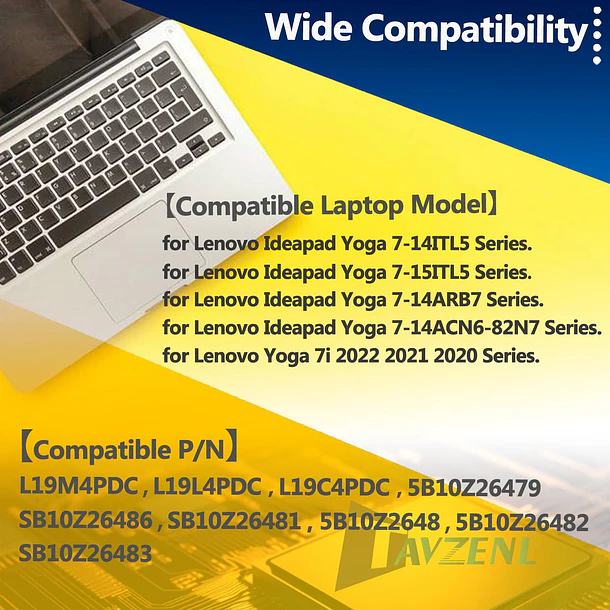 Batería de Repuesto L19M4PDC para Lenovo Ideapad Yoga 7-15ITL5 7-15ITL5-82BJ 7-14ITL5 7-14ITL5-82BH 7-14ARB7 7-14ACN6-82N7 Series - TAVZENL 6