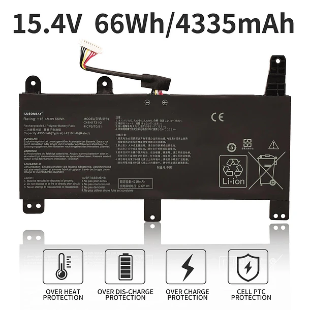 Batería de Repuesto C41N1731-2 para Asus ROG Strix Scar/Hero II G712 G732 G731 GL504GW GL504GS - LUSONBAY 5