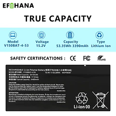 Batería de Repuesto V150BAT-4-53 para Hasee Z7 Z7T Z7-DA7NS Z7-DA7NP Z7-DA7NT Z8-DA7NT Z8-DA7NP G8-DA5 G8-DA7NP - EFOHANA