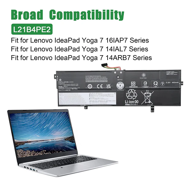 Batería de Repuesto L21B4PE2 para Lenovo IdeaPad Yoga 7 16IAP7 14IAL7 14ARB7 Series L21L4PE0 SB11F38382 - JIAZIJIA 4