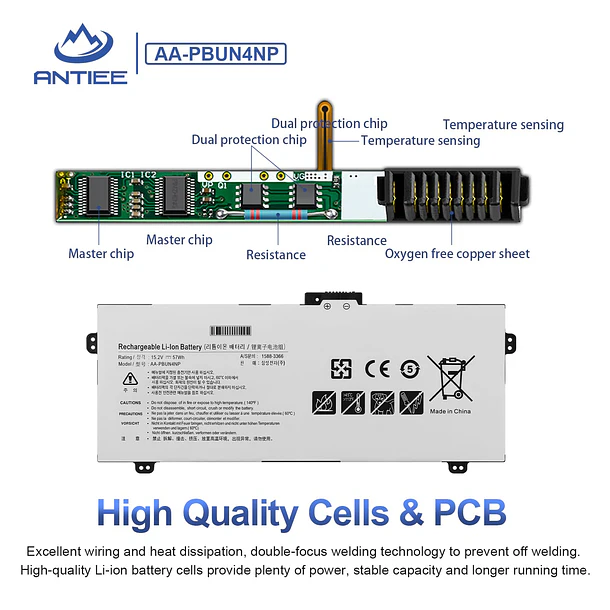 Batería de Repuesto AA-PBUN4NP para Samsung ATIV Book 9 Pro NP940Z5J NP940Z5L 3