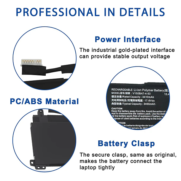 Batería de Repuesto V150BAT-4-53 para Hasee Z7 Z7T Z7-DA7NS Z7-DA7NP Z7-DA7NT Z8-DA7NT Z8-DA7NP G8-DA5 G8-DA7NP - EFOHANA 5