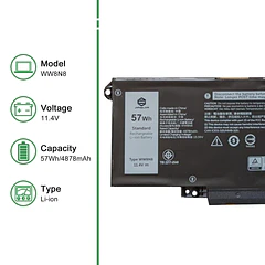 Batería de Repuesto WW8N8 para Dell Latitude 7340 7350 7440 7450 7640 7650 Series Notebook - JIAZIJIA