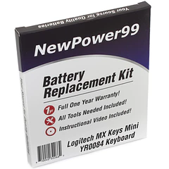 Batería de Repuesto Logitech MX Keys Mini YR0084 para Logitech MX Keys Mini YR0084 with Tools, How-to Video and - NewPower99