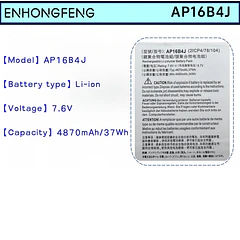 Batería de Repuesto AP16B4J para Acer Aspire Switch Alpha 12 SA5-271 SA5-271P SA5-271-39N9 70EQ 356H - ENHONGFENG