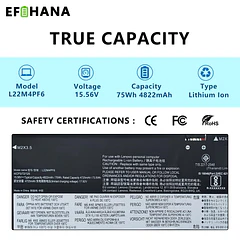 Batería de Repuesto L22M4PF6 para Lenovo Slim Pro 9-14IRP8 83BV / Yoga Pro 9-14IRP8 83BU - EFOHANA