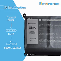Batería de Repuesto 69KF2 para Dell Alienware M15 (R3 R4 R5 R6 R7) M17(R3 R4) - Jmsrunne
