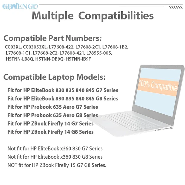 Batería de Repuesto JPFMR para HP EliteBook 830 835 840 845 G7 G8 Probook 635 - GBNENGTD 6