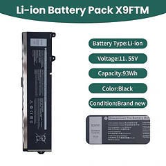 Batería de Repuesto X9FTM para Dell Precision 7770 7670 7680 7780 Series Notebook RCVVT 965V4