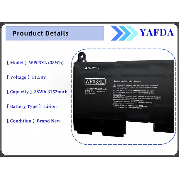 Batería de Repuesto WP03XL para Hp EliteBook 830 835 840 845 860 865 G9 EliteBook - Yafda 4