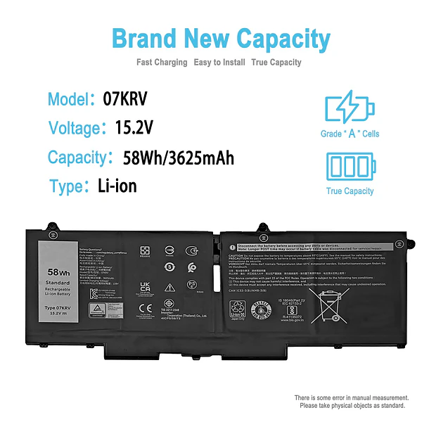 Batería de Repuesto 07KRV para Dell Latitude 5430 5530 Precision 3570 P104F006 P137G004 P137G005 P137G006 - TAICROWNE 2