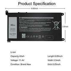 Batería de Repuesto PI06 para Dell Inspiron5491 5482 5481 5591 5485 7586 3583 3310 2-in-1 - Ursulan