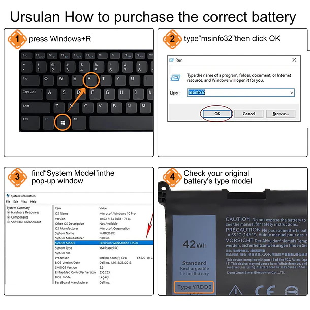 Batería de Repuesto PI06 para Dell Inspiron5491 5482 5481 5591 5485 7586 3583 3310 2-in-1 - Ursulan 4