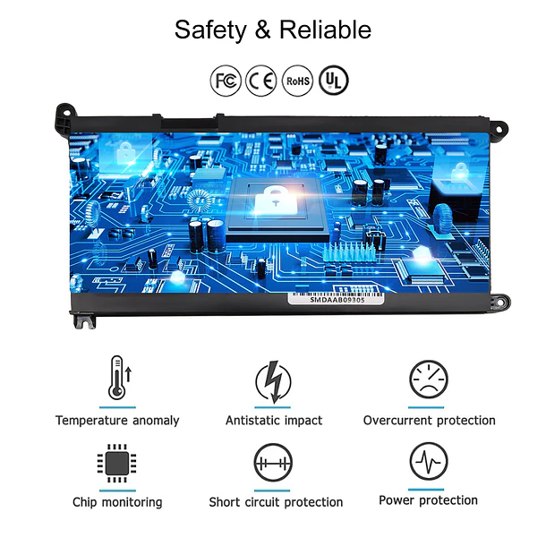 Batería de Repuesto PI06 para Dell Inspiron5491 5482 5481 5591 5485 7586 3583 3310 2-in-1 - Ursulan 5