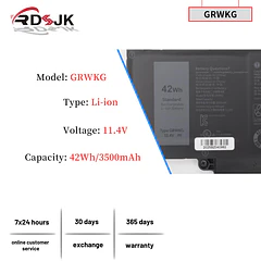 Batería de Repuesto GRWKG para Dell Latitude 3340 3440 3450 3540 3550 5340 5350 5440 - GRWKG