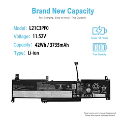 Batería de Repuesto L21C3PF0 para Lenovo IdeaPad 1 14IJL7 14IAU7 14IGL7 14ADA7 14ALC7 14AMN7 15IJL7