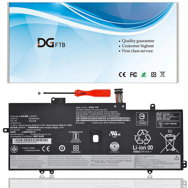 Batería de Repuesto L18M3PF6 para ThinkPad X1 Yoga 4th 5th Gen / X1 Carbon 7th - DGFTB 1