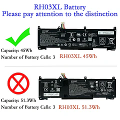 Batería de Repuesto RH03XL para HP ProBook 430 440 445 450 455 G8 G9 G10 - EPYOBW