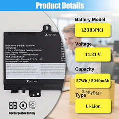 Batería de Repuesto L23B3PK1 para Lenovo IdeaPad Slim 5-14Q8X9 5-14IMH9 5-14AHP9 5-14IRU9 5-15IRU9 5-15IRH9 5-16IMH9 - GlottyBatt