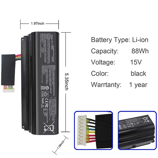 Batería de Repuesto A42N1403 para Asus G751 G751J G751JL G751JM G751JT ROG GFX71JY 17.3 inch 3