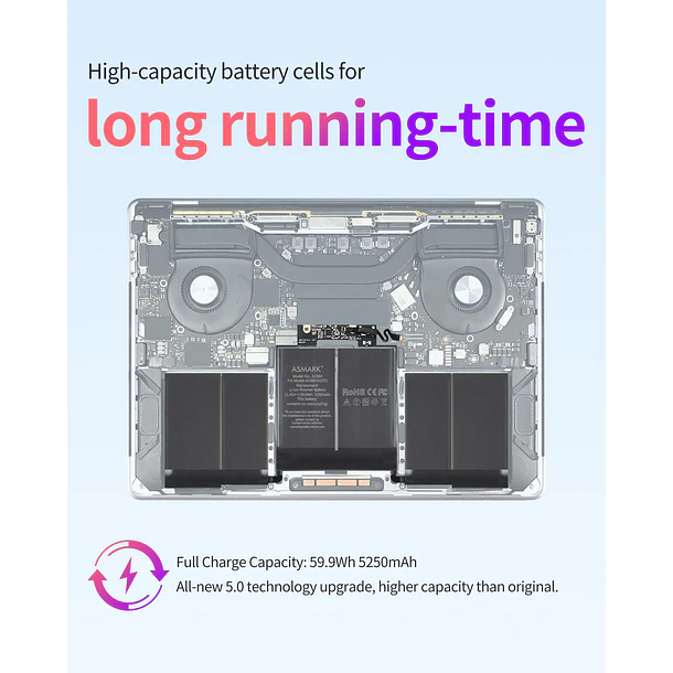 Batería de Repuesto A1964 para MacBook Pro 13-inch A1989 (2018-2019) - ASMARK 5