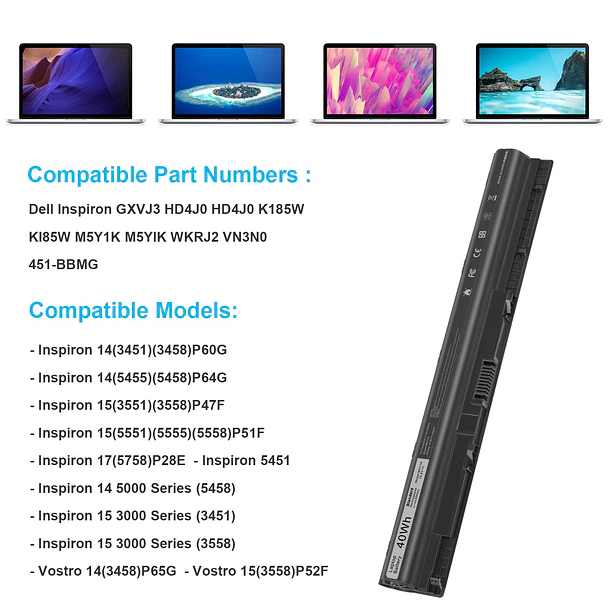 Batería de Repuesto 3451 para Dell 14 15 17 3000 5000 Series,5558 5559 3551 453-BBBR - Fancy Buying 5