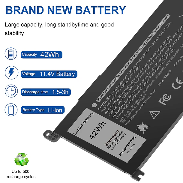 Batería de Repuesto YRDD6 para Dell inspiron 15 3000 Series 3583 3593 3582 3584 3501,inspiron 6