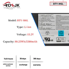 Batería de Repuesto BTY-M6L para MSI GS65 GS75 Stealth Thin 8SE 8SF 8SG 9SD 9SE
