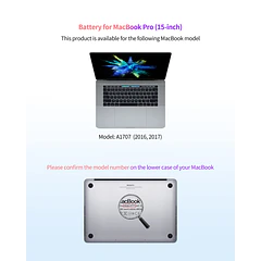 Batería de Repuesto A1820 para MacBook Pro A1707 (2016, 2017) 15-Inch - ASMARK