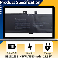 Batería de Repuesto B31N1635 para VivoBook A705 M705 F705 S705 A705U X705UA N705UD N705UN N705UQ - TAVZENL