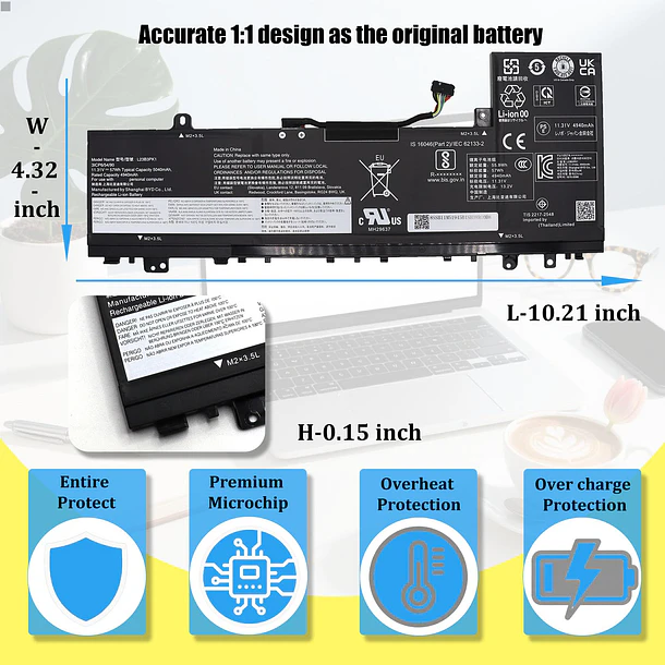 Batería de Repuesto L23B3PK1 para Lenovo IdeaPad Slim 5-14Q8X9 5-14IMH9 5-14AHP9 5-14IRU9 5-15IRU9 5-15IRH9 5-16IMH9 - GlottyBatt 5
