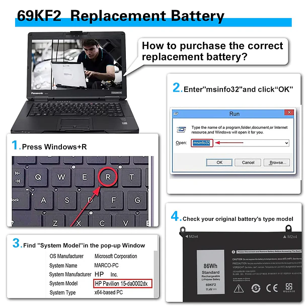 Batería de Repuesto C31N1636 para Dell XPS 15 9500 9510 9520 Precision 5550 5560 5570 - Bituoer 6